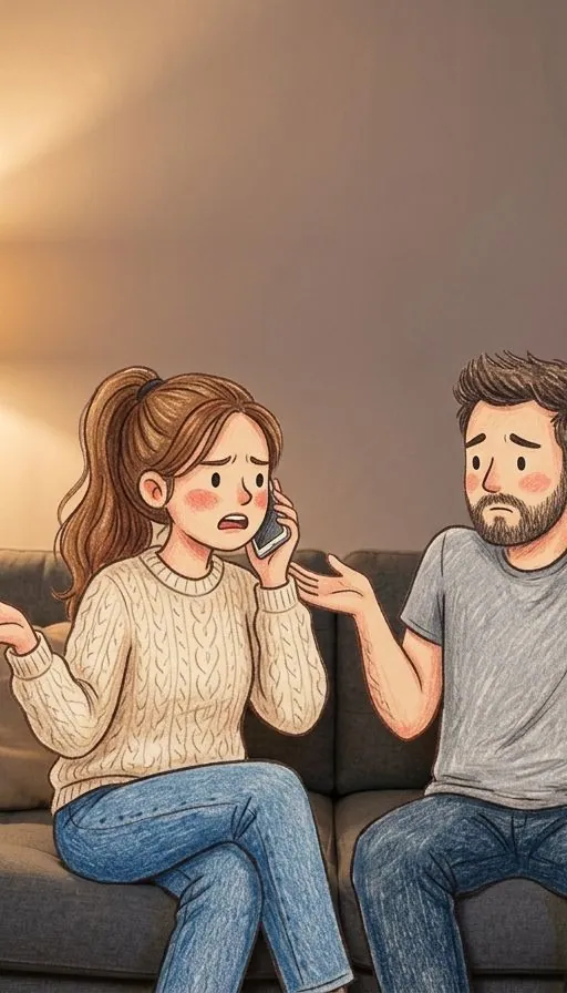 Laura, con el móvil en la oreja, hace un gesto de desesperación mientras Dani se encoge de hombros