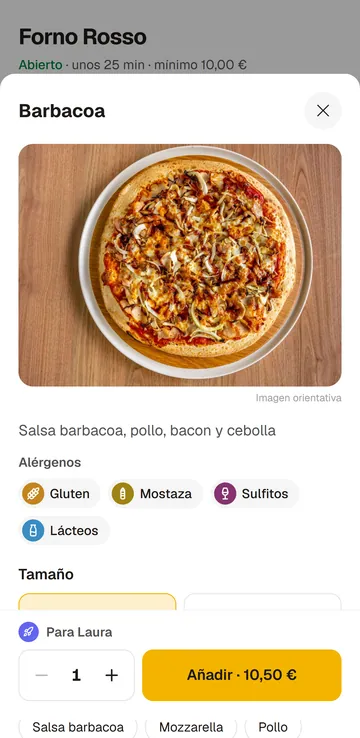 La pizza barbacoa de la carta, con sus ingredientes